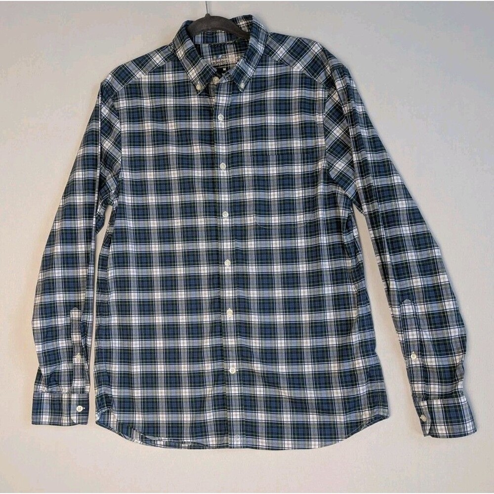 Vineyard Vines On-The-Go Performance Shirt Men’s M Green Blue Gingham Cool OTG
